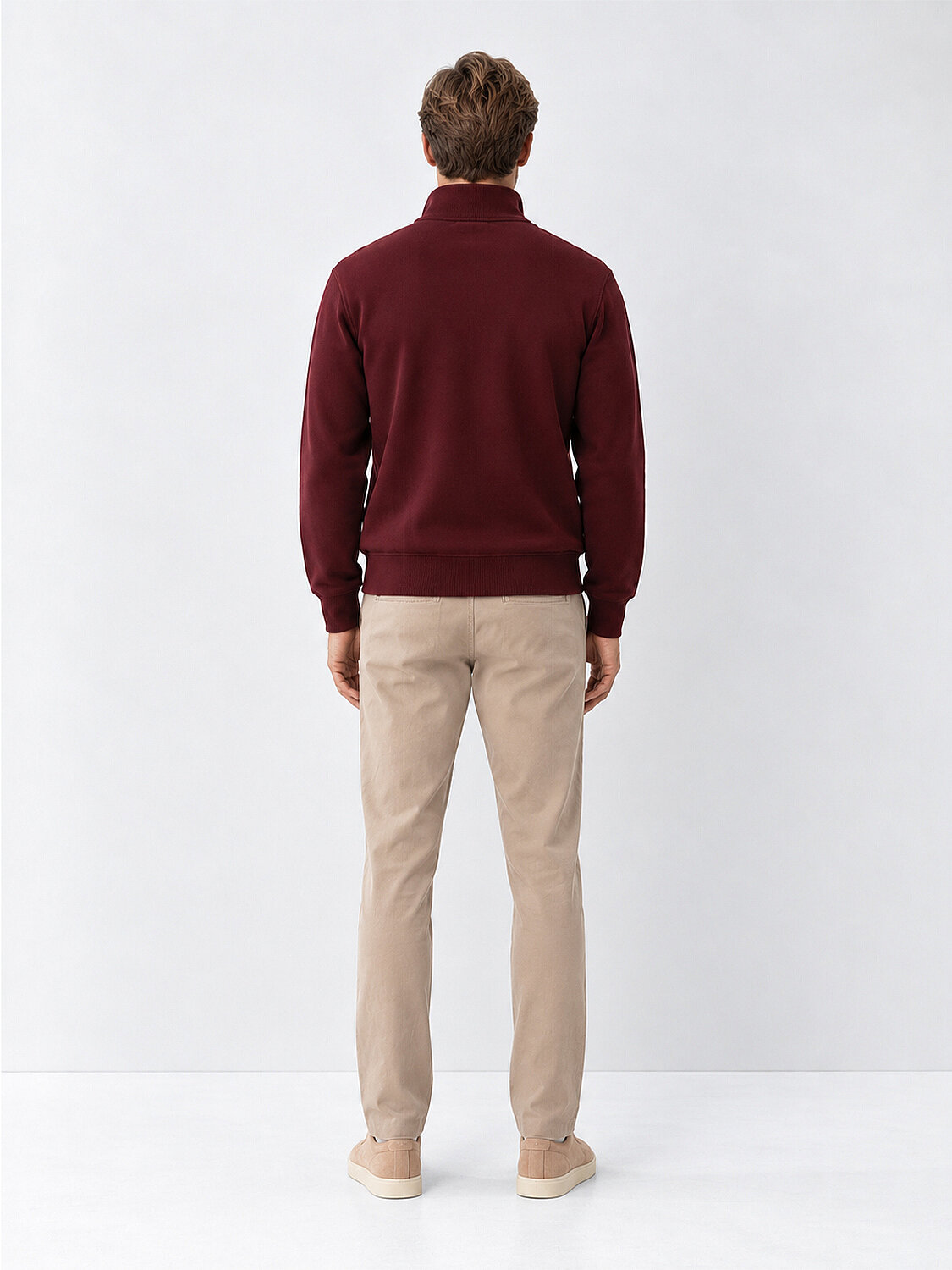 Bordo Regular Fit Dik Yaka Pamuklu Sweatshirt - 5