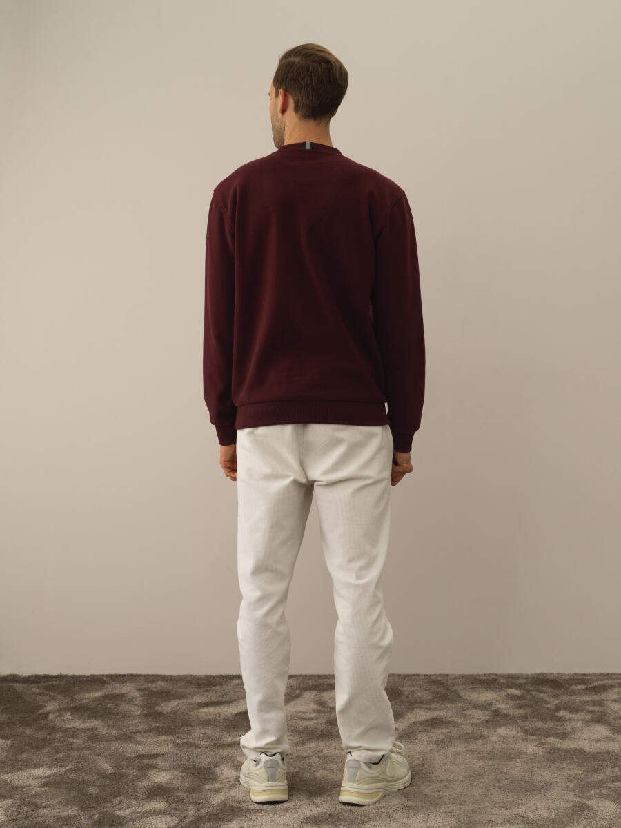 Bordo Pamuk Dokulu Regular Fit Sweatshirt - 5