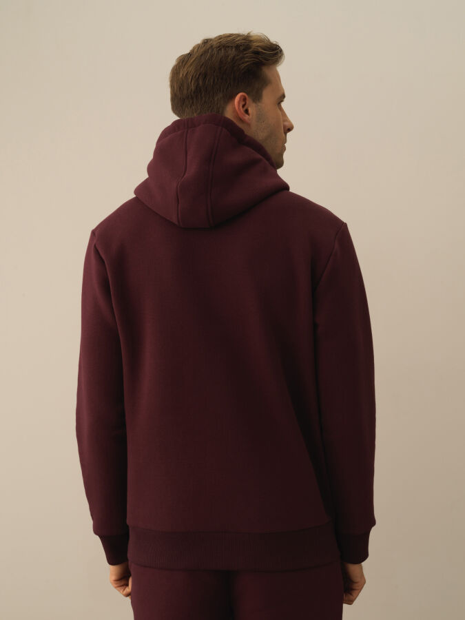 Bordo Pamuk Dokulu Regular Fit Sweatshirt - Xint
