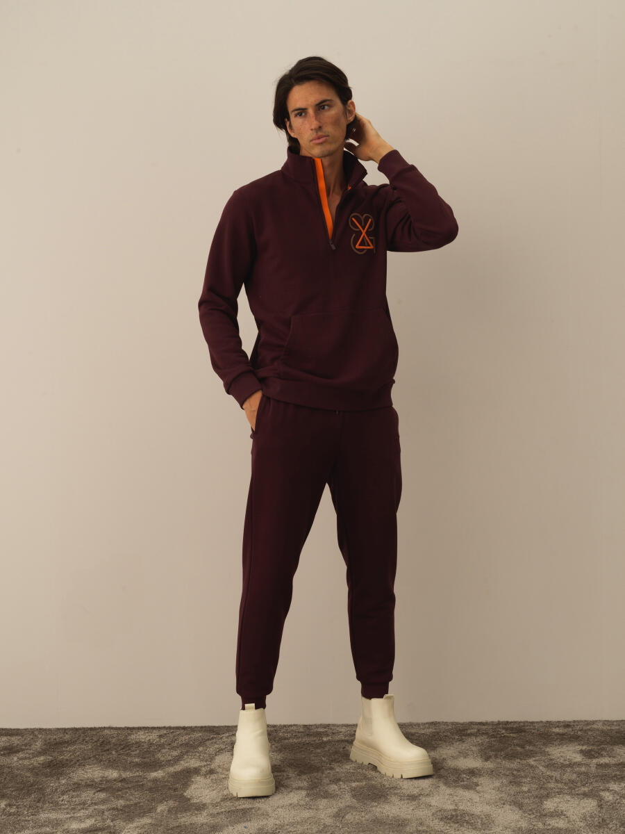 Bordo Pamuk Dokulu Regular Fit Sweatshirt - 2