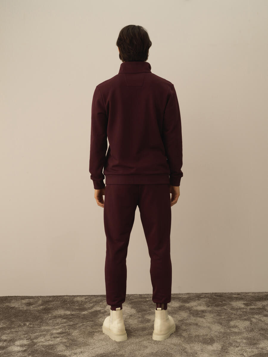 Bordo Pamuk Dokulu Regular Fit Sweatshirt - 5