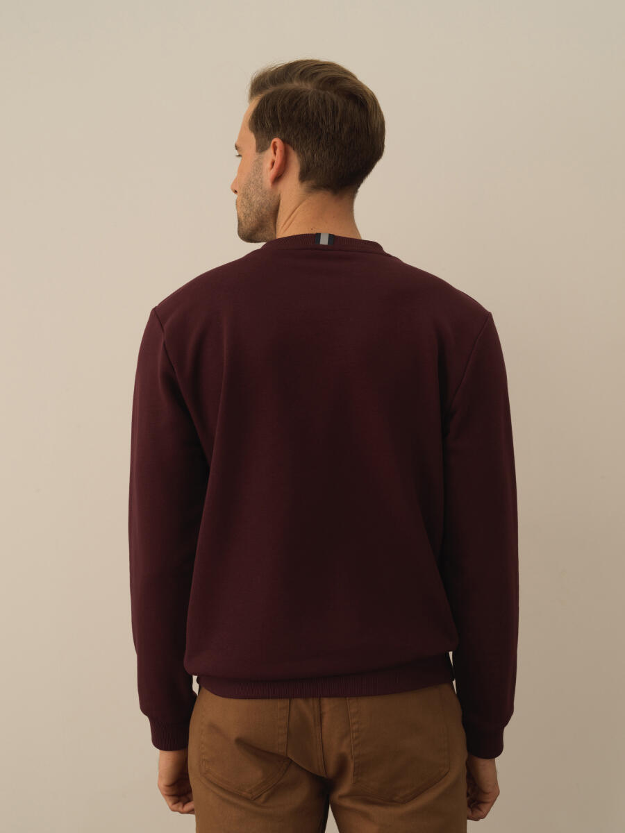 Bordo Pamuk Dokulu Regular Fit Sweatshirt - 3