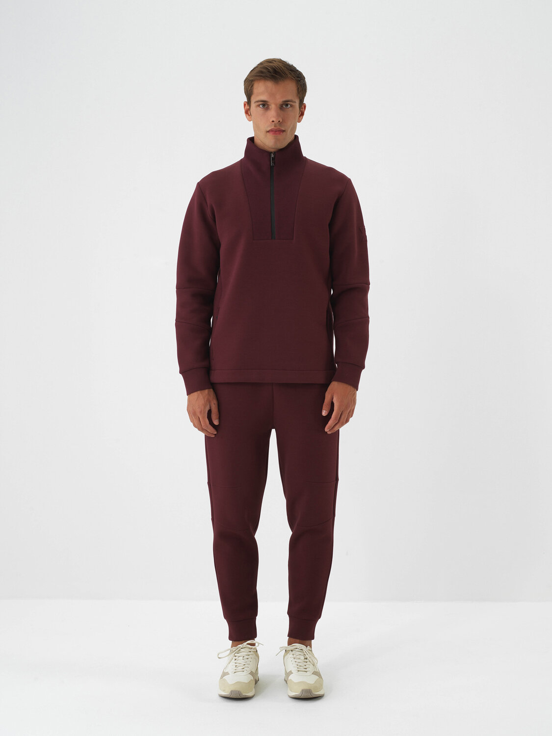 Bordo Pamuk Dokulu Regular Fit Sweatshirt - Xint