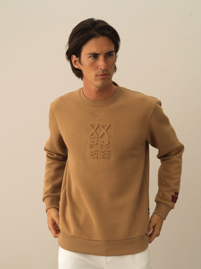 Camel Pamuk Dokulu Regular Fit Sweatshirt - Xint