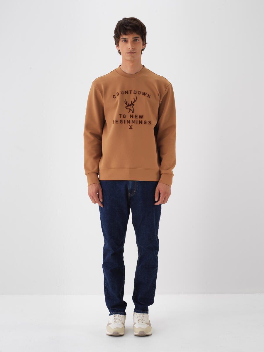 Camel Pamuk Dokulu Regular Fit Sweatshirt