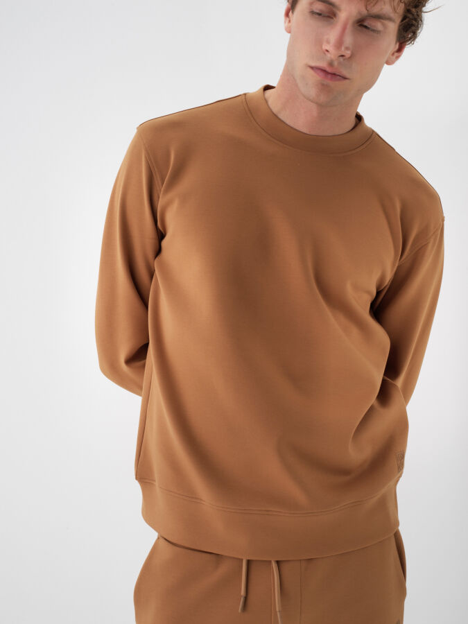 Camel Pamuk Dokulu Regular Fit Sweatshirt - Xint