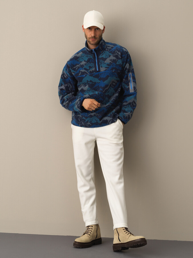 Lacivert Formunu Koruyan Oversize Polar Sweatshirt - Xint