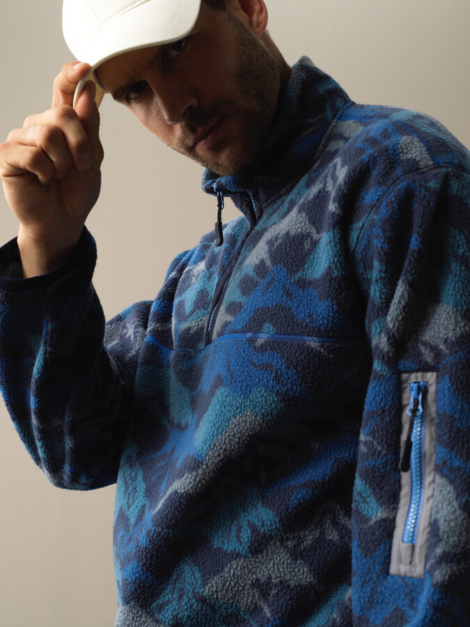 Lacivert Formunu Koruyan Oversize Polar Sweatshirt - Xint