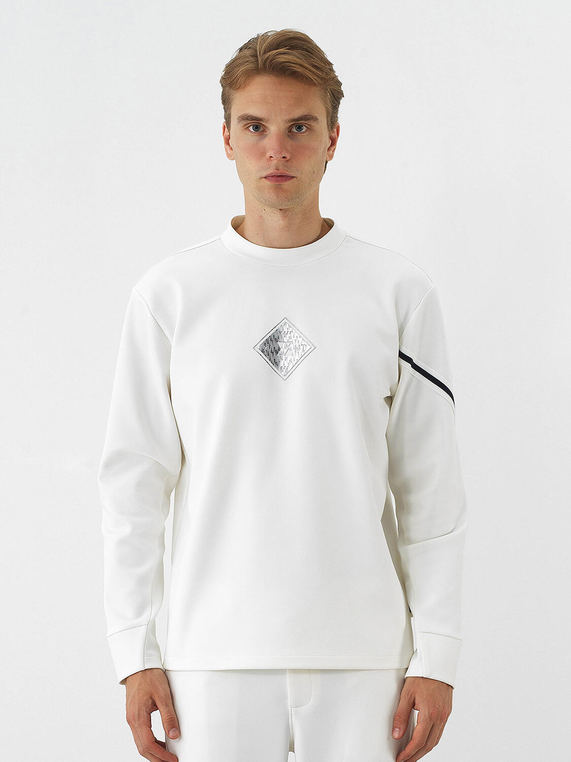 Ekru Esnek Dokulu Regular Fit Sweatshirt - 2