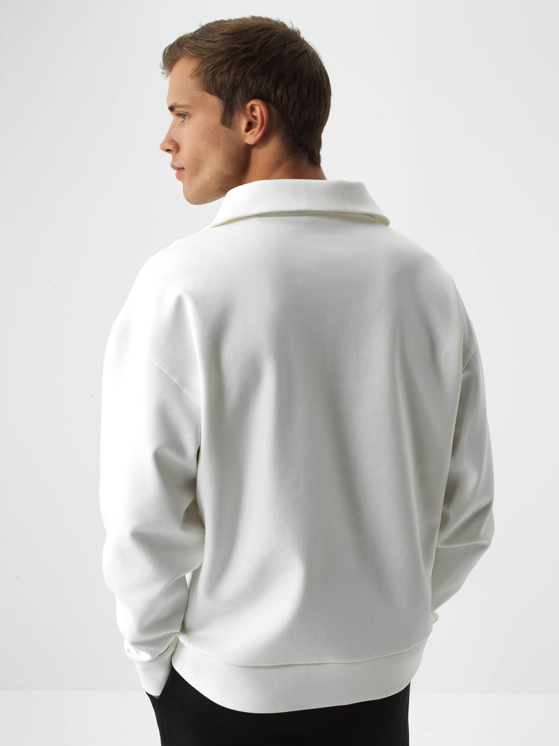 Ekru Pamuk Dokulu Oversize Sweatshirt - Xint