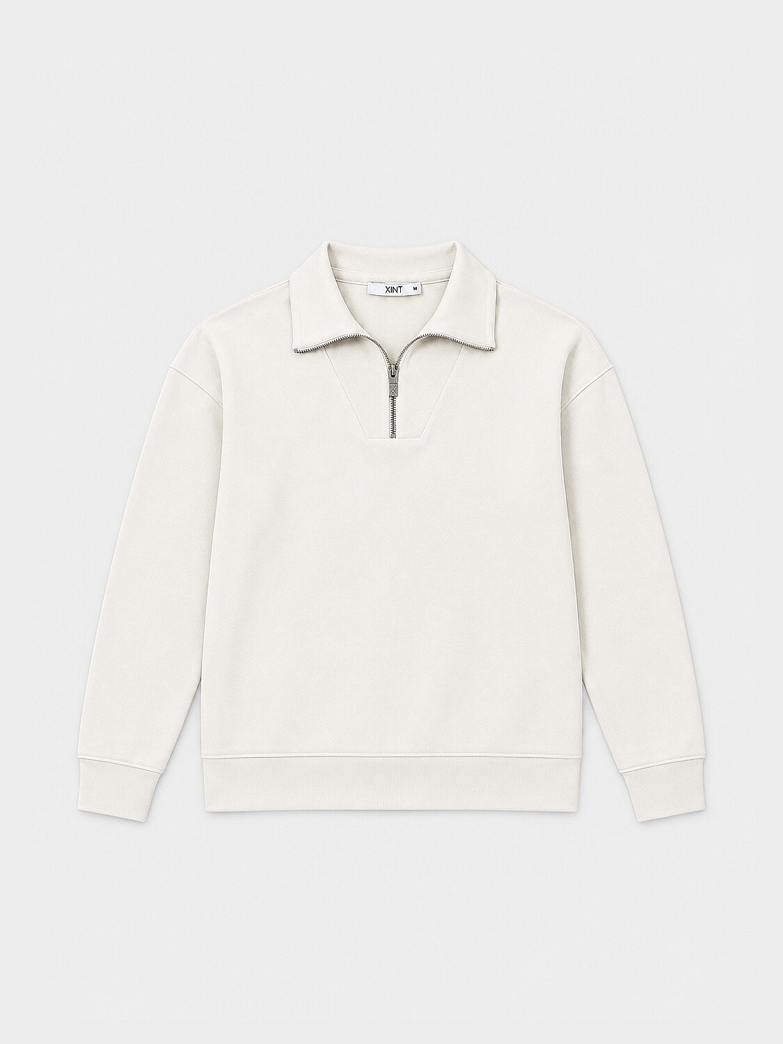 Ekru Pamuk Dokulu Oversize Sweatshirt