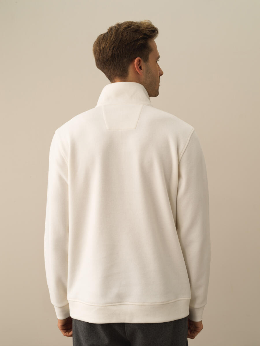 Ekru Pamuk Dokulu Regular Fit Sweatshirt - 3