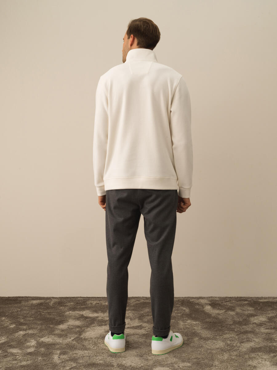 Ekru Pamuk Dokulu Regular Fit Sweatshirt - 4