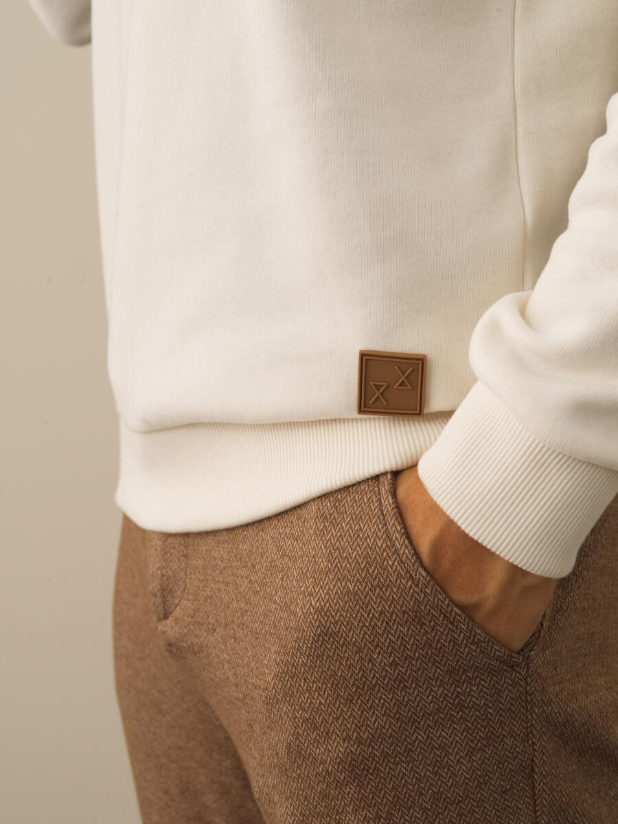 Ekru Pamuk Dokulu Regular Fit Sweatshirt - 3