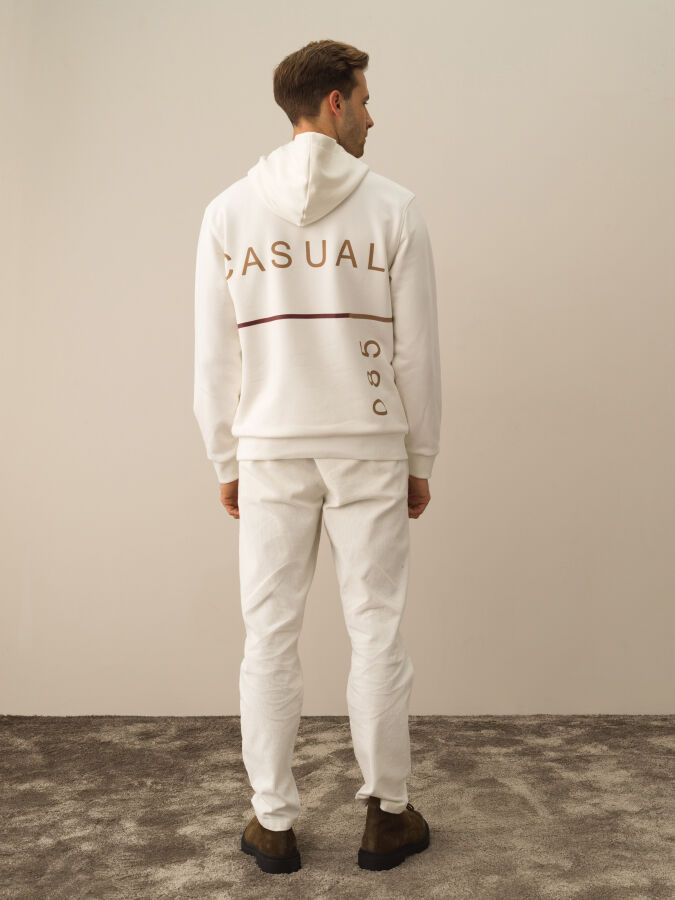 Ekru Pamuk Dokulu Regular Fit Sweatshirt - Xint