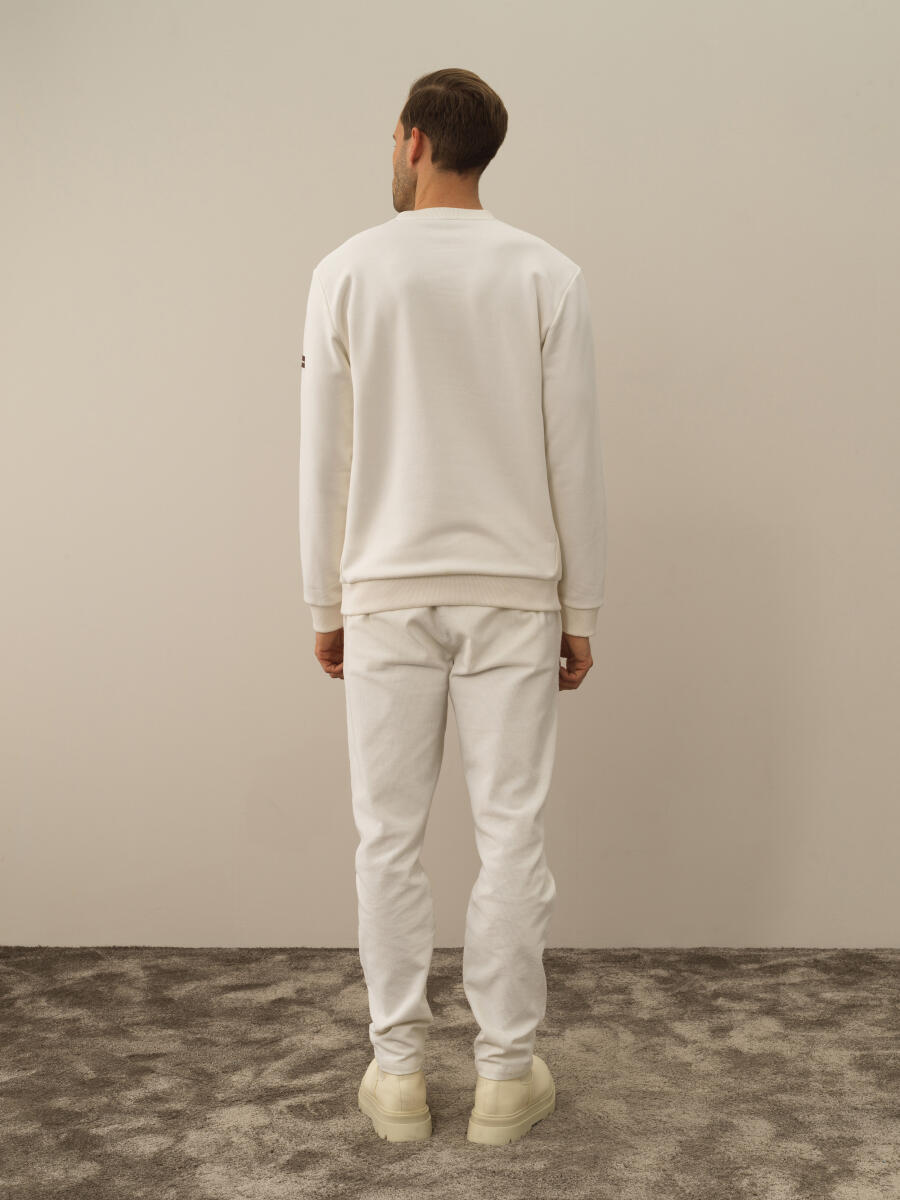Ekru Pamuk Dokulu Regular Fit Sweatshirt - 4