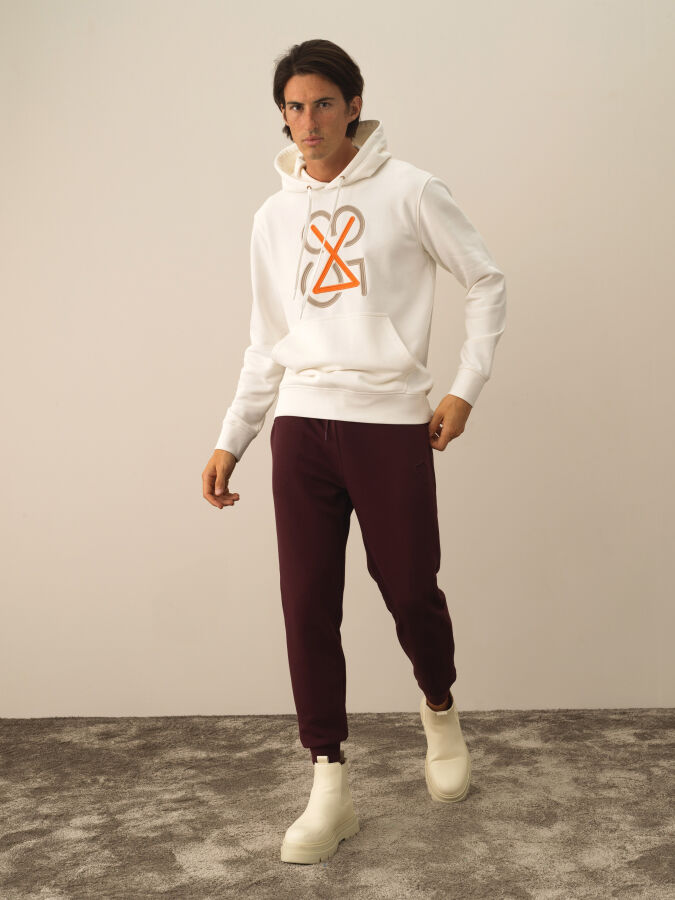 Ekru Pamuk Dokulu Regular Fit Sweatshirt - Xint