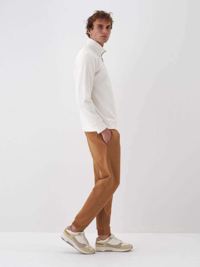 Ekru Pamuk Dokulu Regular Fit Sweatshirt - Xint