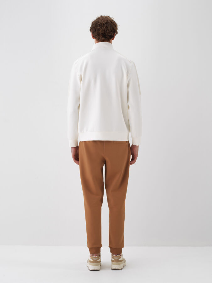 Ekru Pamuk Dokulu Regular Fit Sweatshirt - Xint