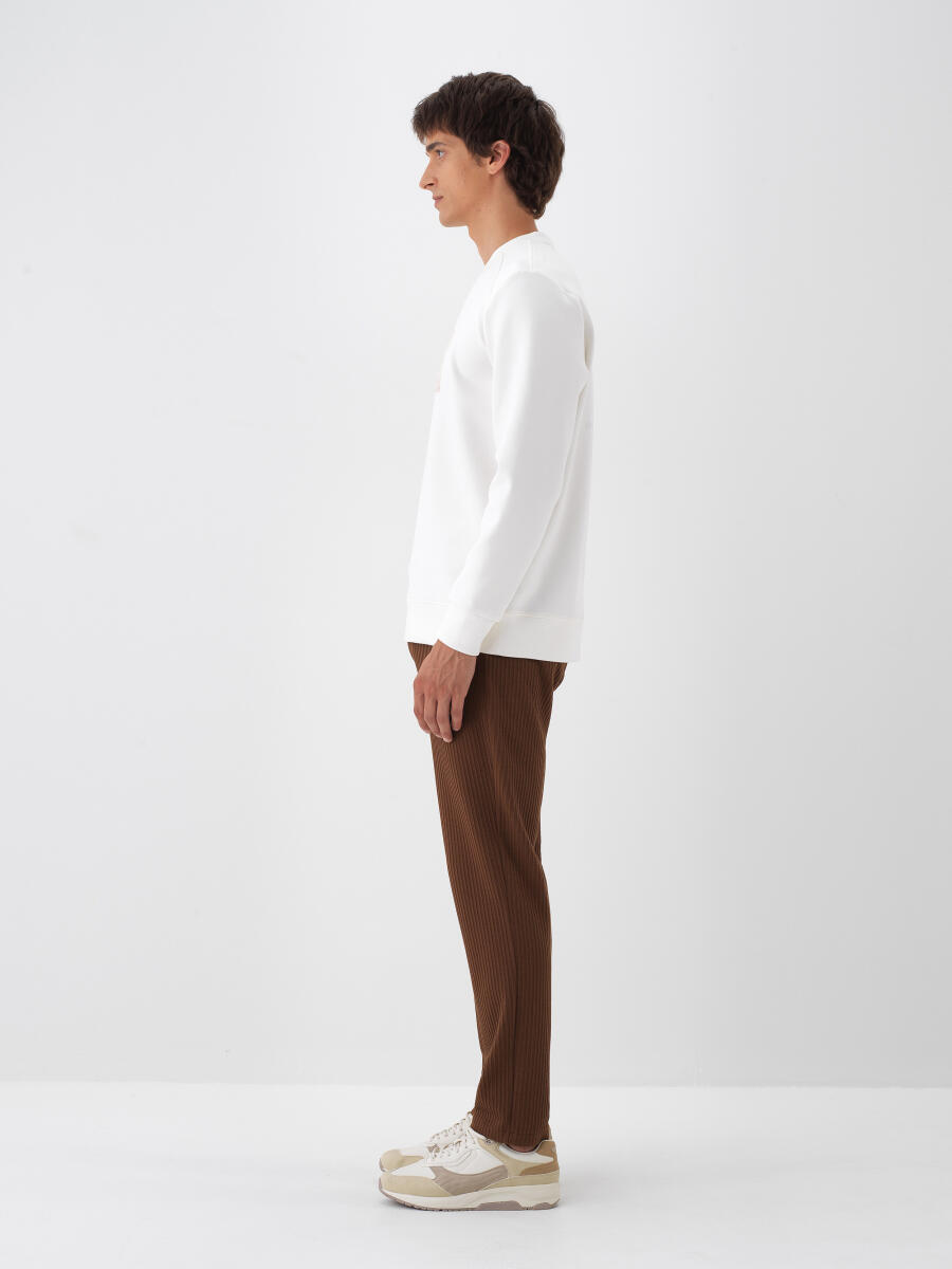 Ekru Pamuk Dokulu Regular Fit Sweatshirt - 3