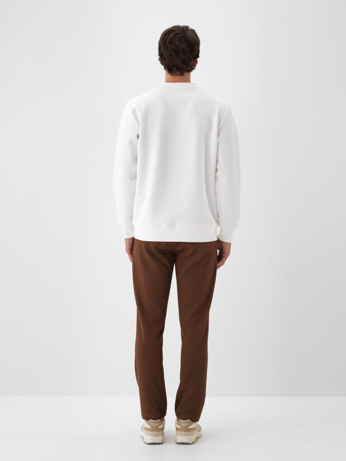 Ekru Pamuk Dokulu Regular Fit Sweatshirt - Xint