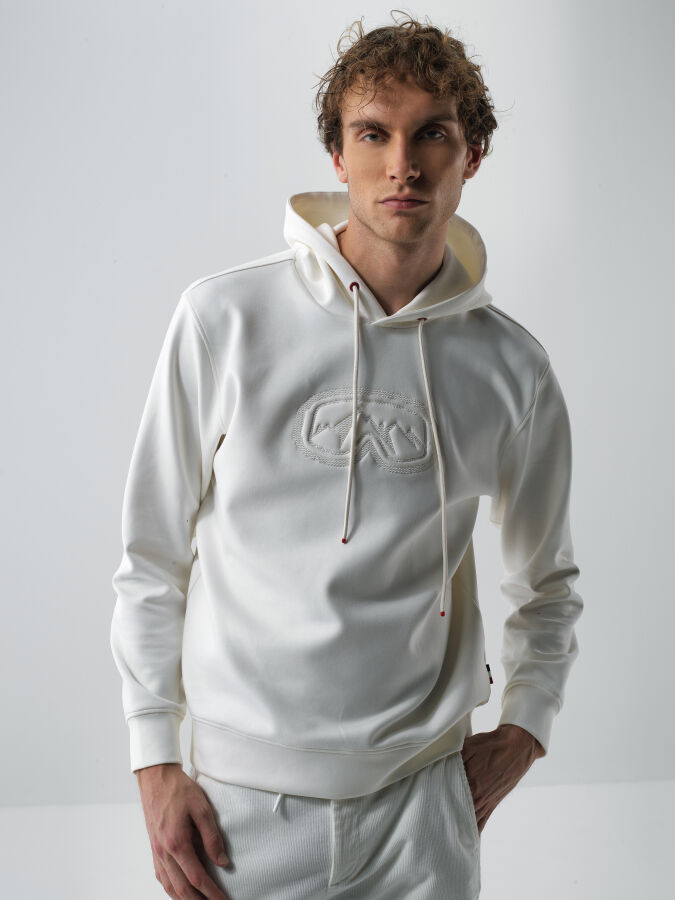 Ekru Pamuk Dokulu Regular Fit Sweatshirt - Xint