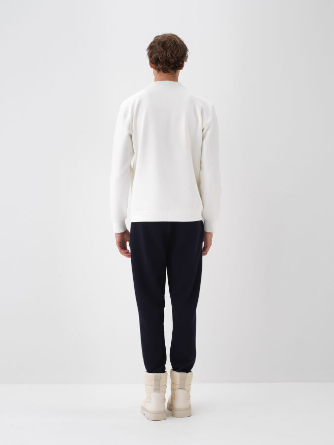 Ekru Pamuk Dokulu Regular Fit Sweatshirt - Xint