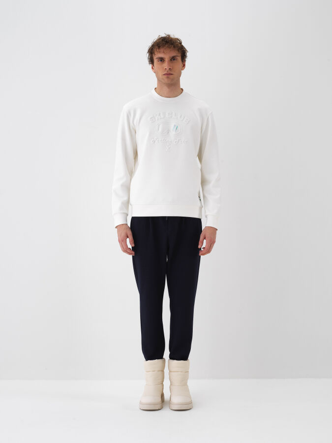 Ekru Pamuk Dokulu Regular Fit Sweatshirt - Xint