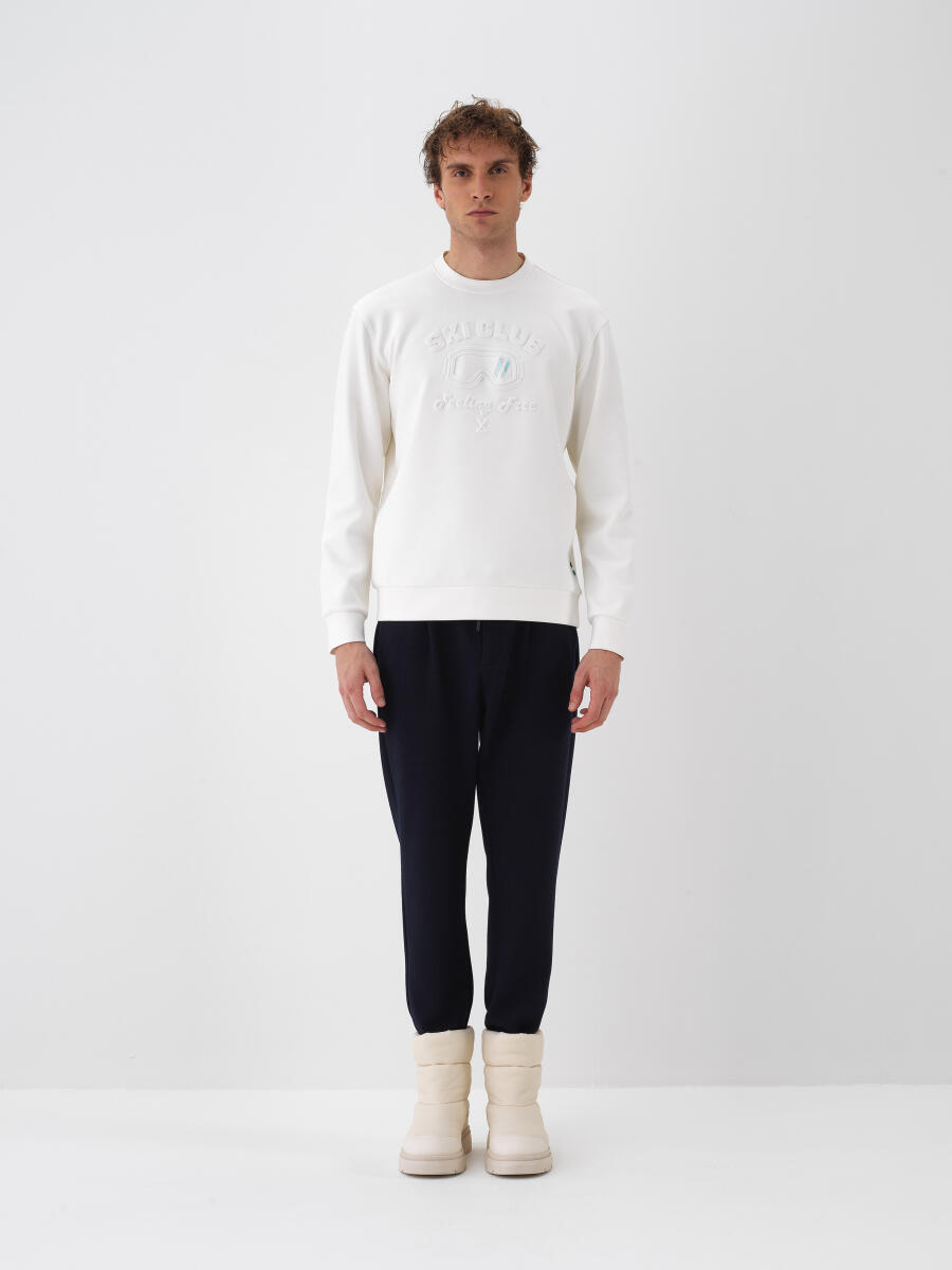 Ekru Pamuk Dokulu Regular Fit Sweatshirt - 2