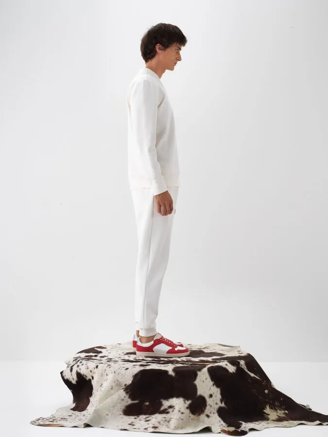 Ekru Pamuk Dokulu Regular Fit Sweatshirt - Xint