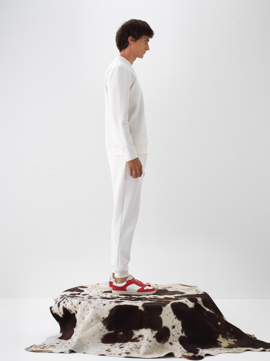 Ekru Pamuk Dokulu Regular Fit Sweatshirt - 3