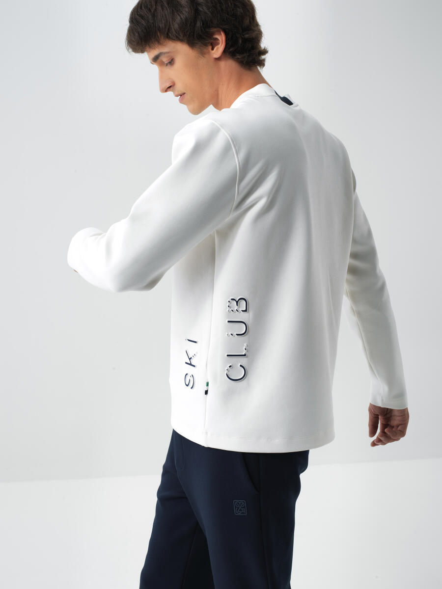 Ekru Pamuk Dokulu Regular Fit Sweatshirt