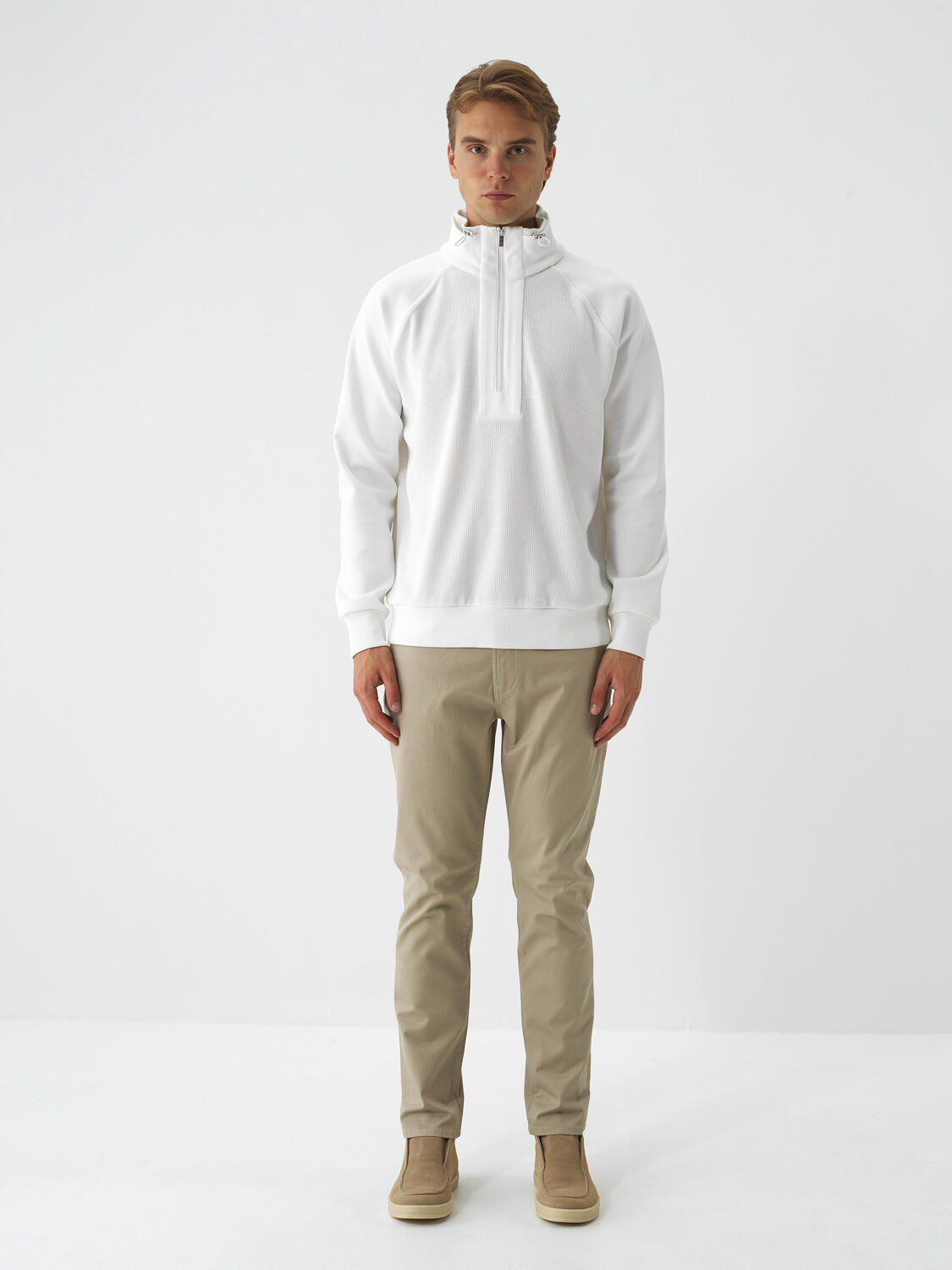 Ekru Pamuk Dokulu Regular Fit Sweatshirt - 2