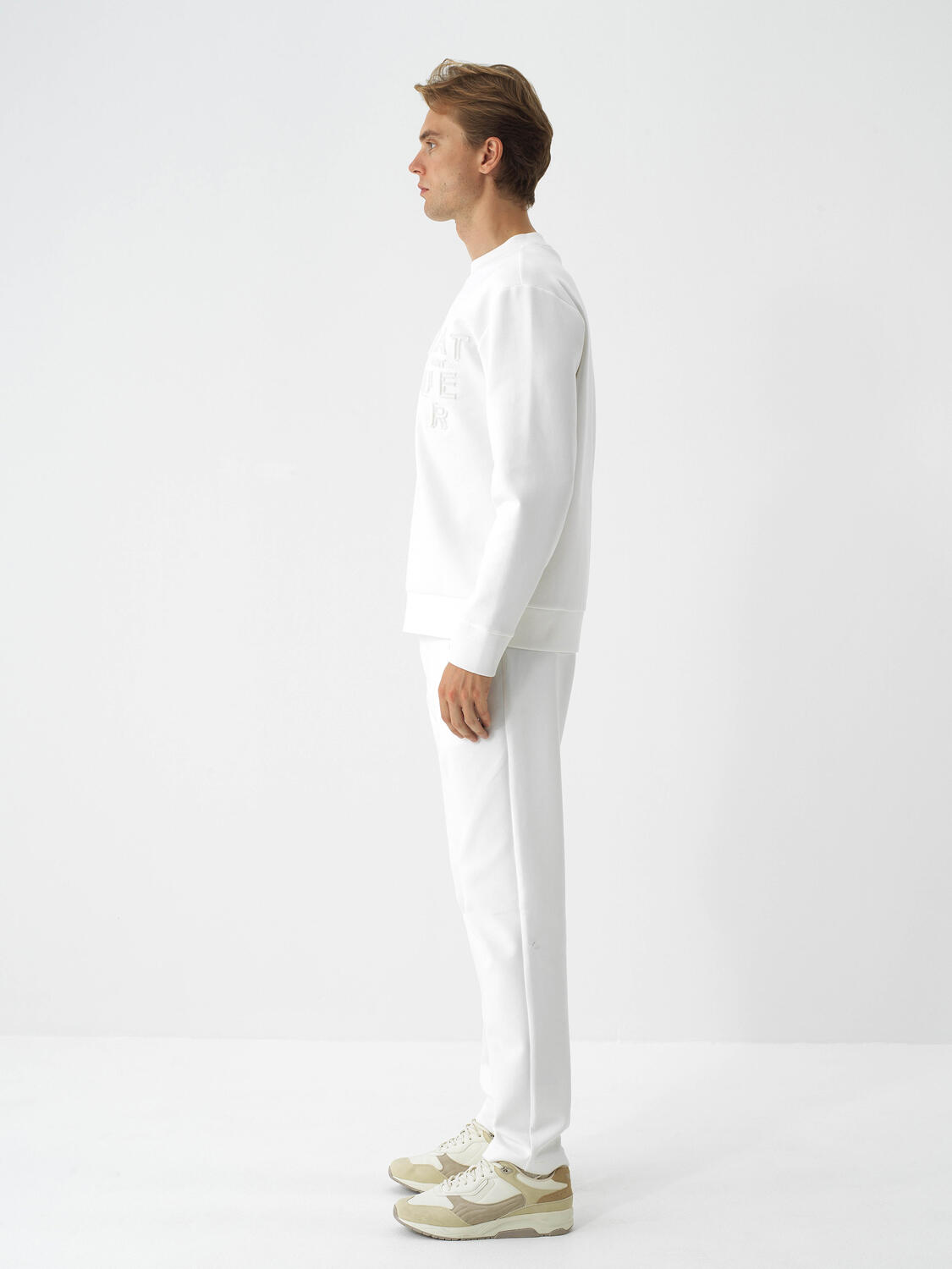 Ekru Pamuk Dokulu Regular Fit Sweatshirt - 3