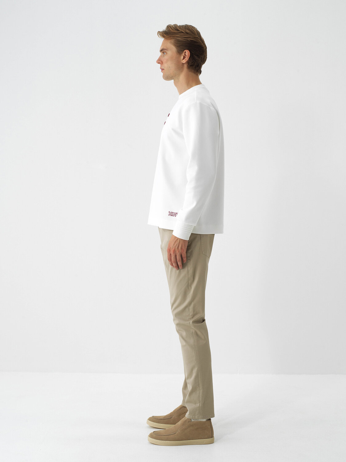 Ekru Pamuk Dokulu Regular Fit Sweatshirt - Xint