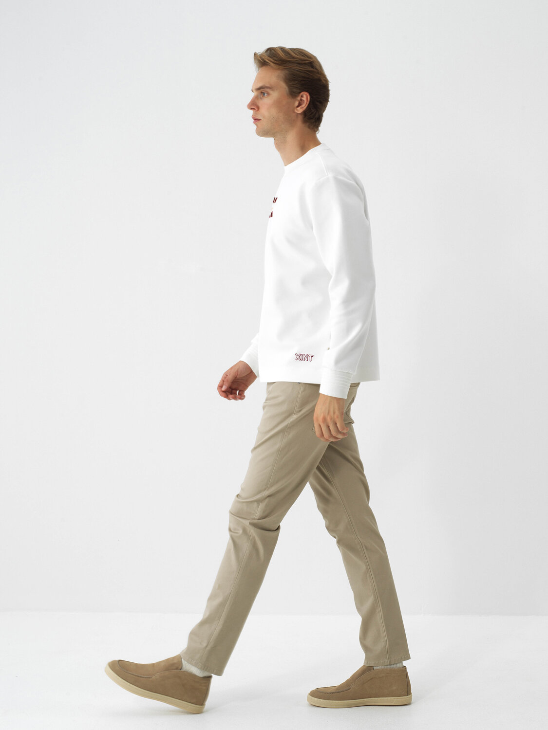 Ekru Pamuk Dokulu Regular Fit Sweatshirt - Xint