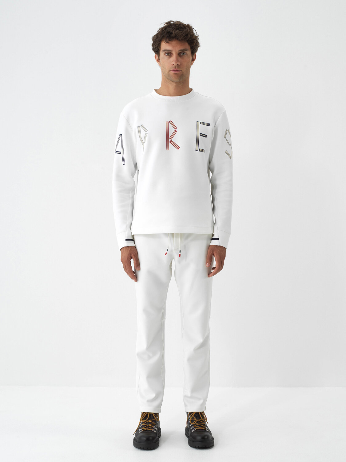 Ekru Pamuk Dokulu Regular Fit Sweatshirt - Xint