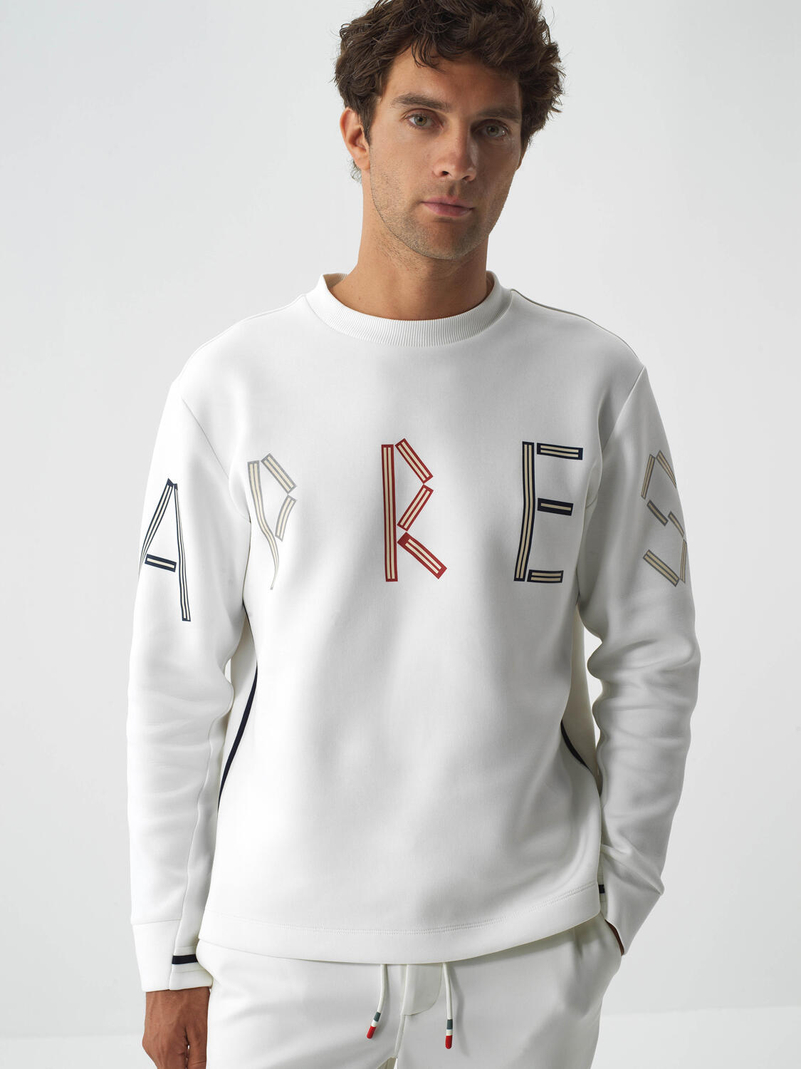 Ekru Pamuk Dokulu Regular Fit Sweatshirt