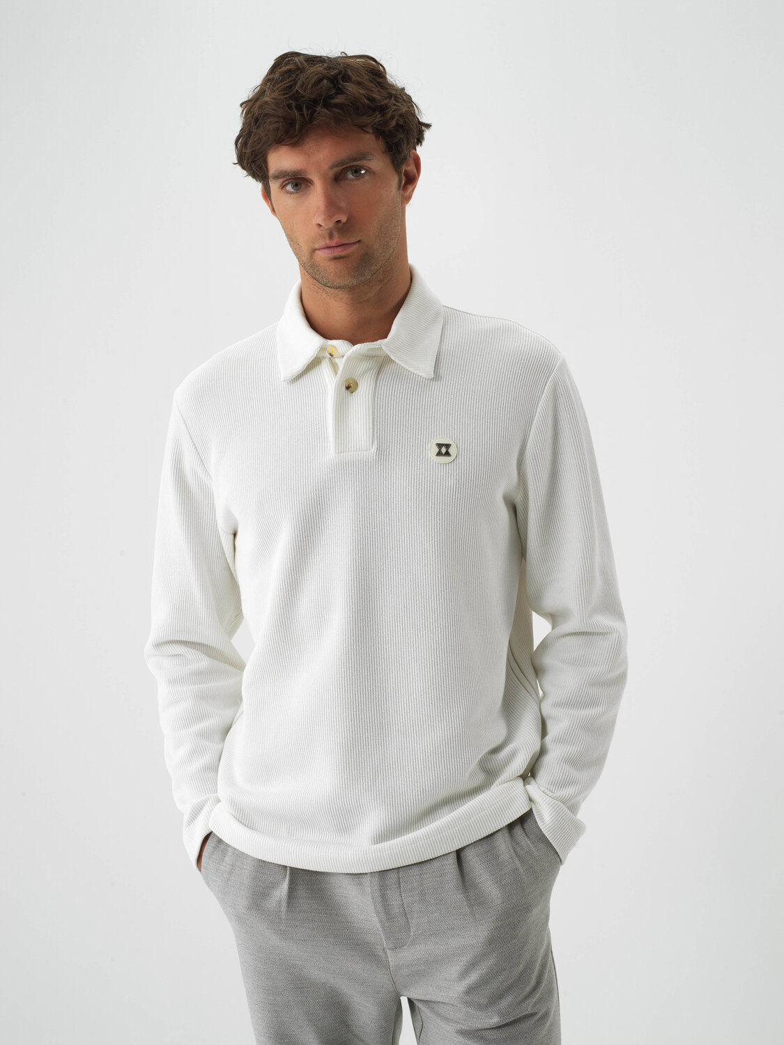 Ekru Pamuk Dokulu Regular Fit Sweatshirt - Xint