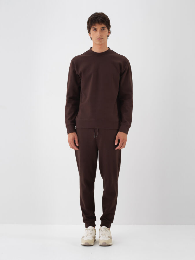 Kahverengi Pamuk Dokulu Regular Fit Sweatshirt - Xint