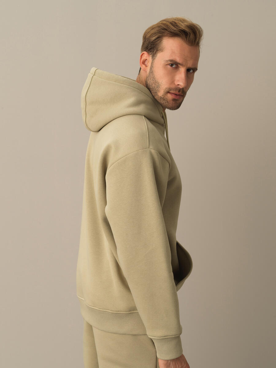 Yeşil Pamuk Dokulu Oversize Basic Sweatshirt - 4