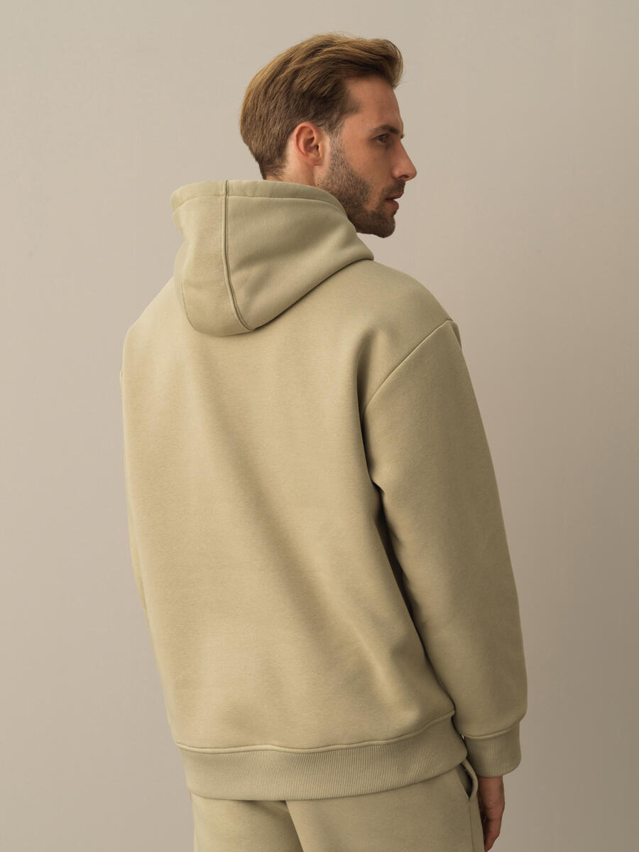 Yeşil Pamuk Dokulu Oversize Basic Sweatshirt - 5