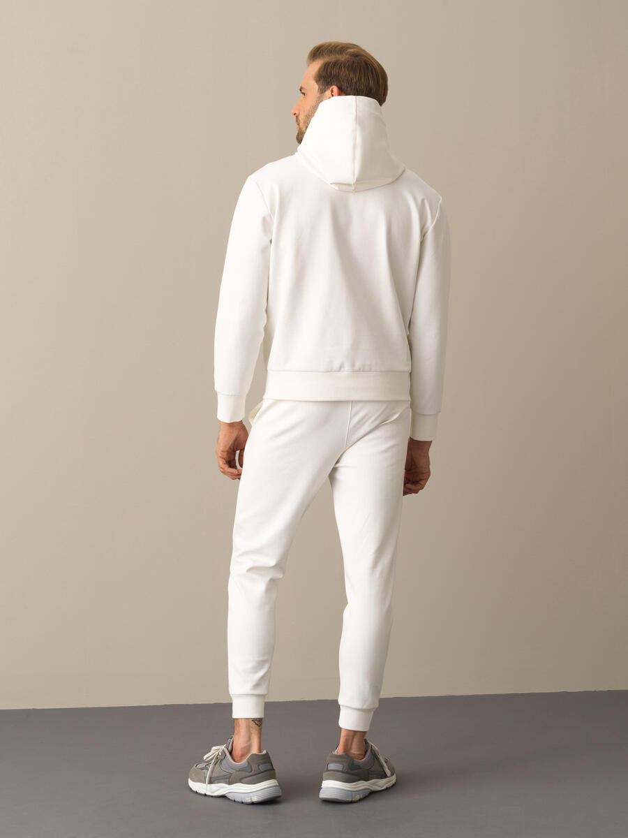 Beyaz Pamuk Dokulu Regular Fit Sweatshirt - 5