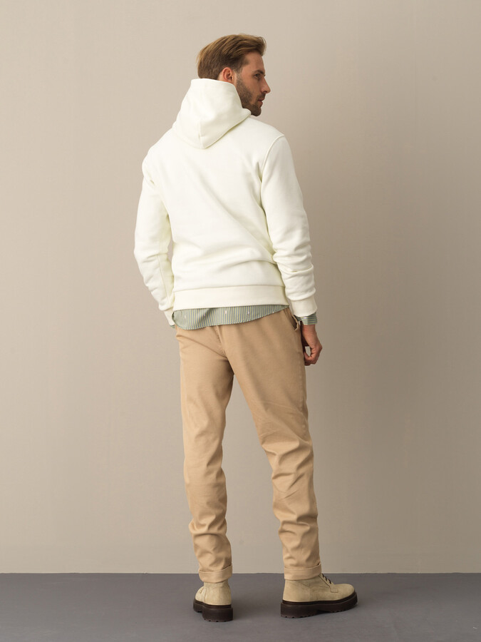Ekru Regular Fit Kapüşonlu Pamuklu Sweatshirt - 4