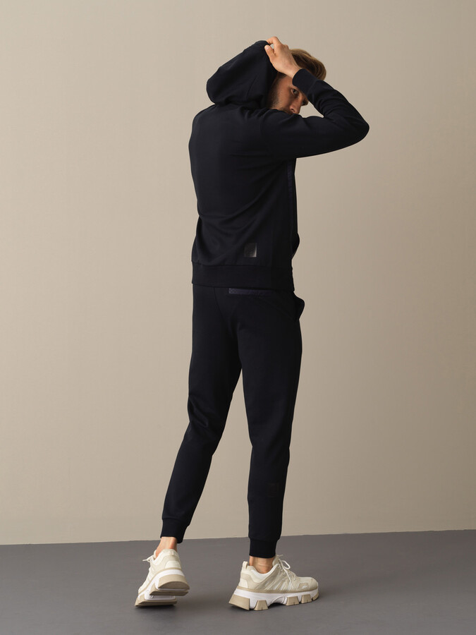 Lacivert Regular Fit Kapüşonlu Pamuklu Sweatshirt - 4