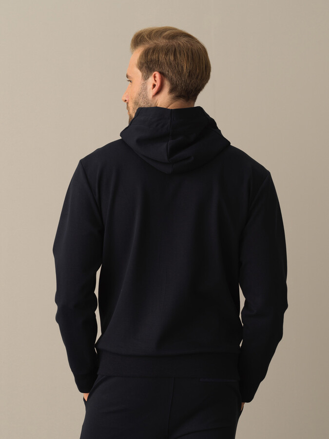 Lacivert Regular Fit Kapüşonlu Pamuklu Sweatshirt - 3