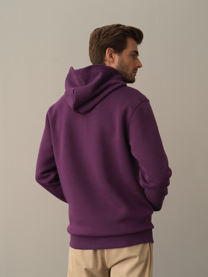 Mor Regular Fit Kapüşonlu Pamuklu Sweatshirt - 3