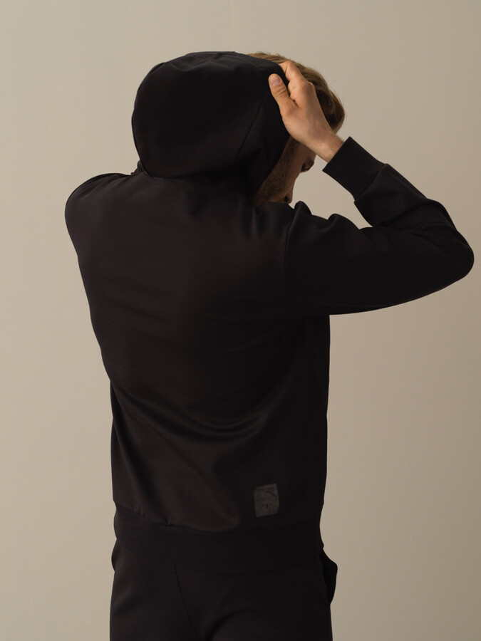 Siyah Regular Fit Kapüşonlu Pamuklu Sweatshirt - 3