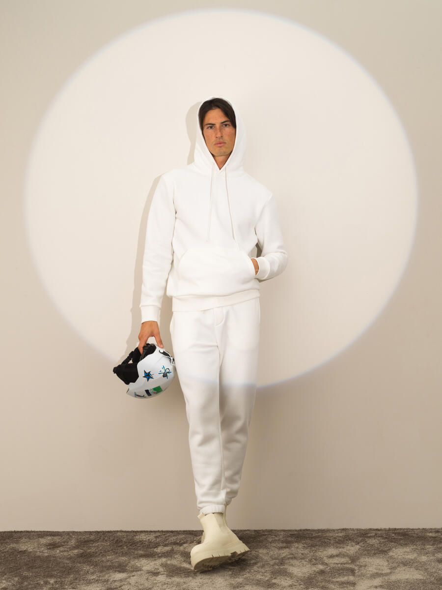 Kırık Beyaz Pamuk Dokulu Regular Fit Sweatshirt - 2