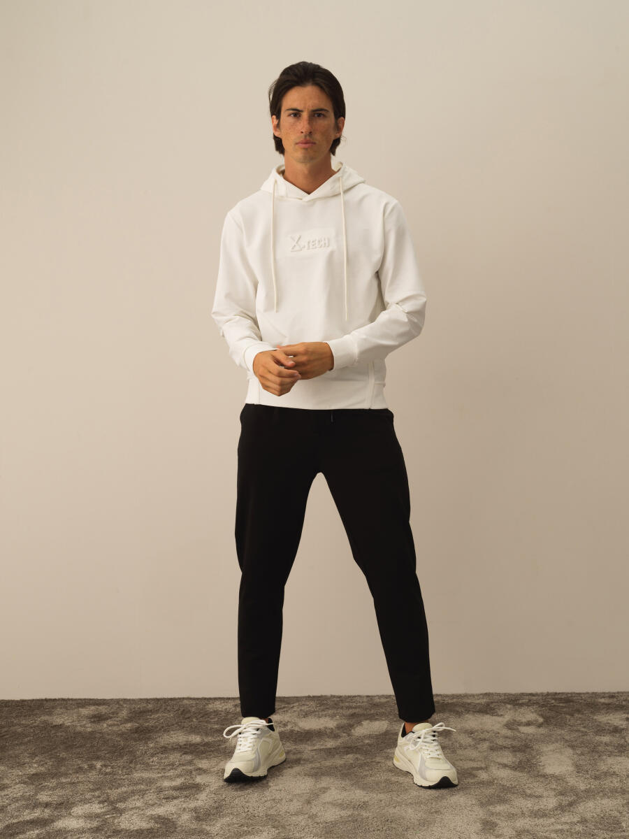 Kırık Beyaz Pamuk Dokulu Regular Fit Sweatshirt - 2